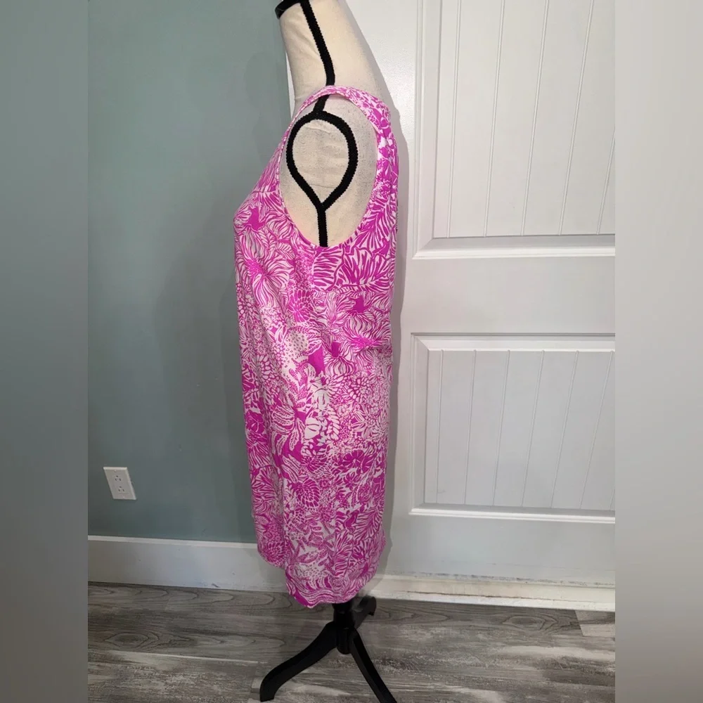 Lilly Pulitzer Lela Henley Tank Dress Wild Fuchsia Swipe Right Sleeveless SMALL